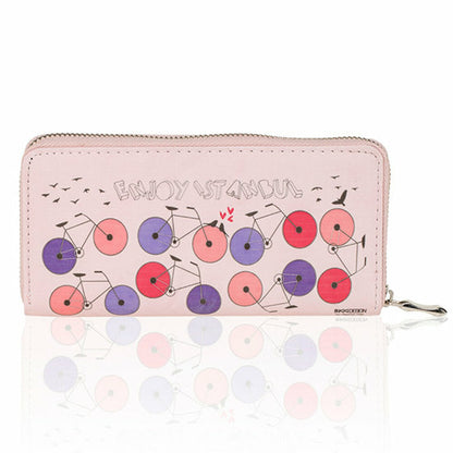 BiggDesign Bicycle Patterned Pink Wallet