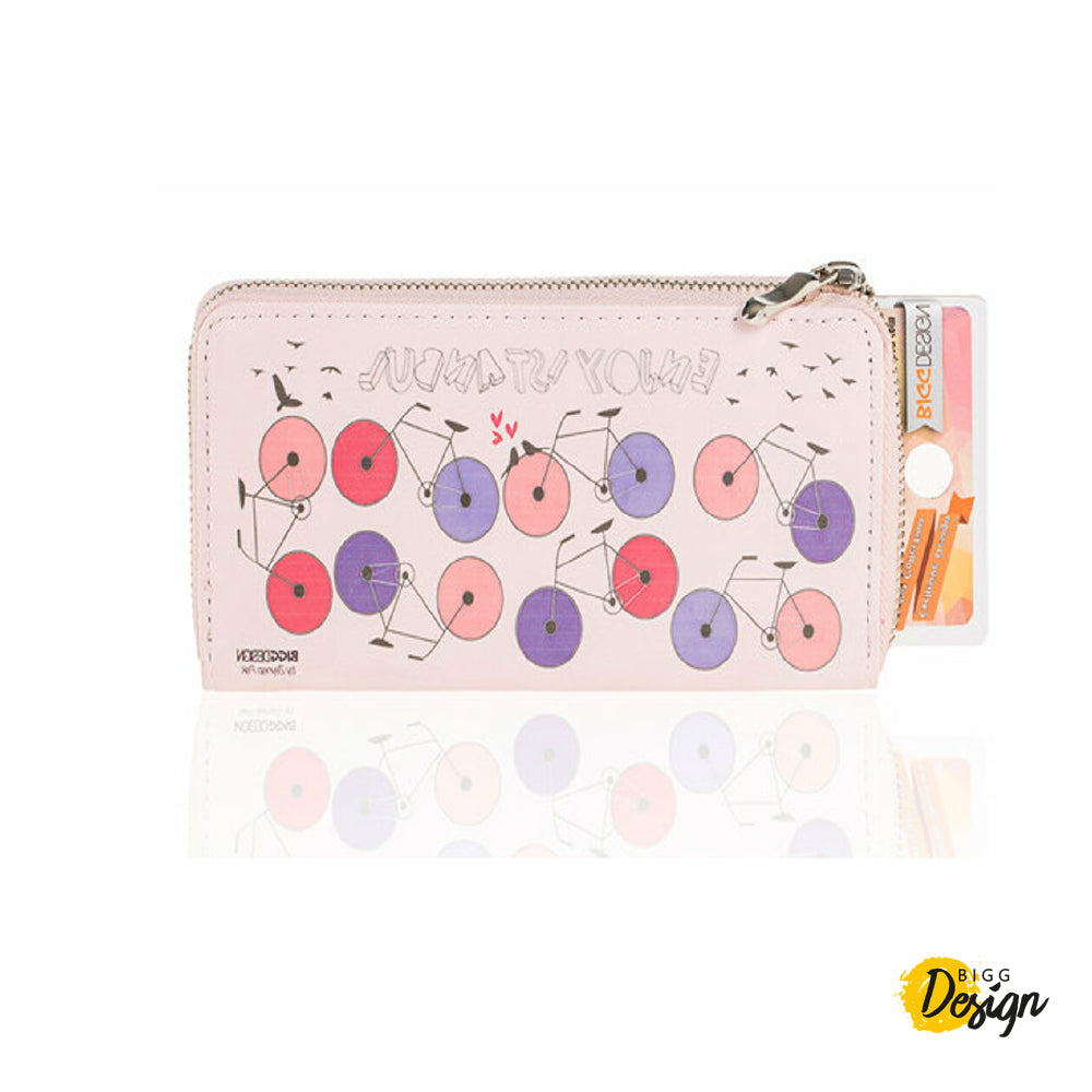 BiggDesign Bicycle Patterned Pink Wallet